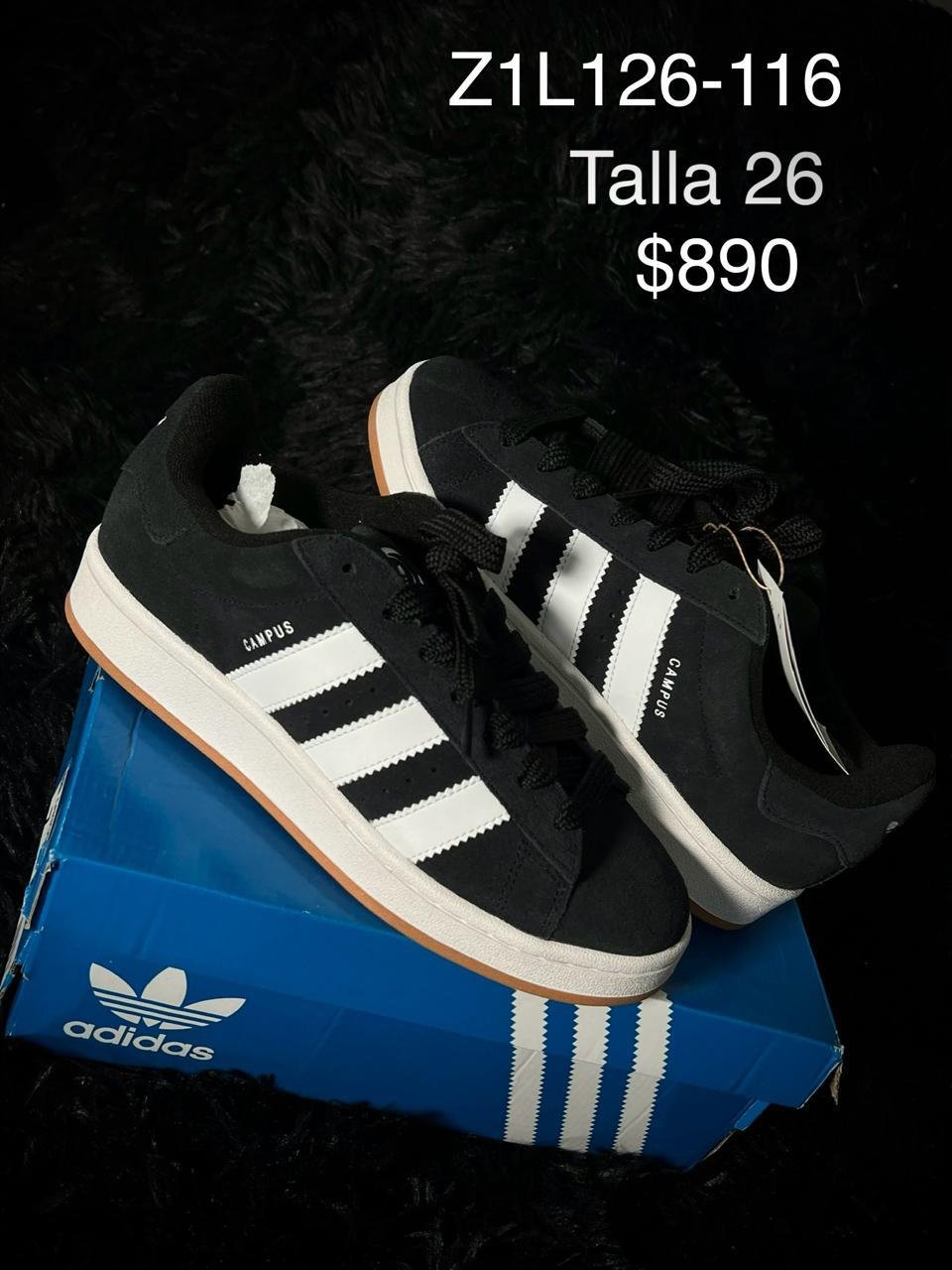 Tenis Adidas Campus 00s negro talla 26 MX en su caja