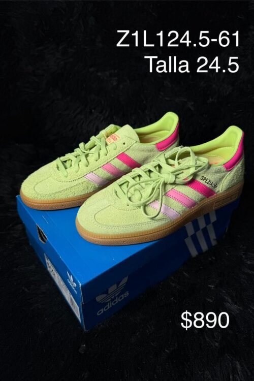 Tenis Adidas Handball Spezial verde lima con rosa talla 24.5 MX en su caja