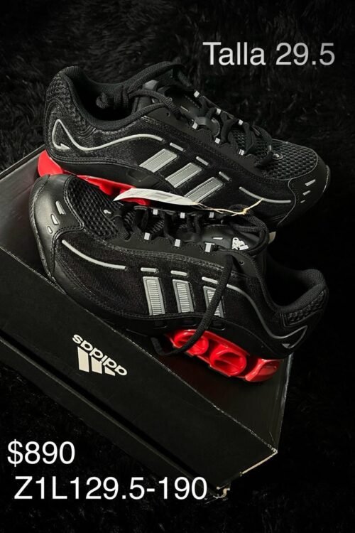Tenis Adidas negro con rojo talla 29.5 MX en su caja