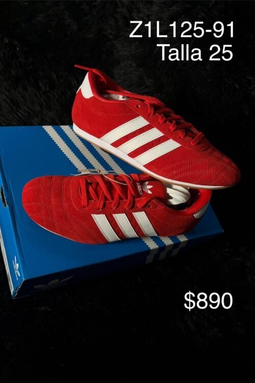 Tenis Adidas rojo talla 25 MX en su caja