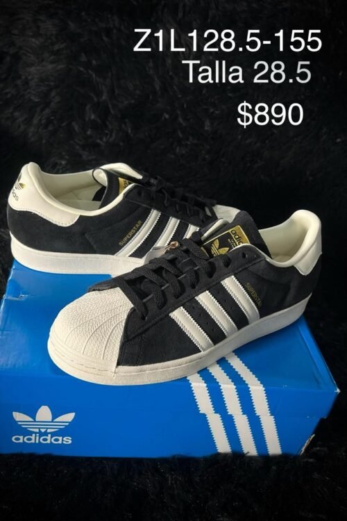 Tenis Adidas Superstar negro con blanco talla 28.5 MX en su caja