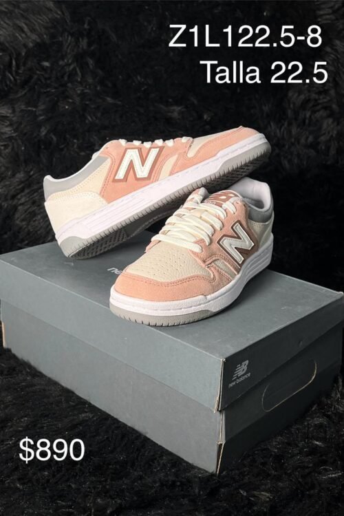 Tenis New Balance 480 rosa talla 22.5 MX en su caja