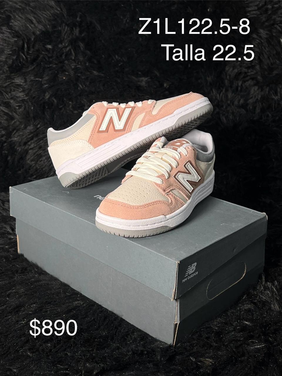 Tenis New Balance 480 rosa talla 22.5 MX en su caja