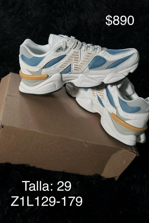 Tenis New Balance 9060 blanco con azul talla 29 MX en su caja