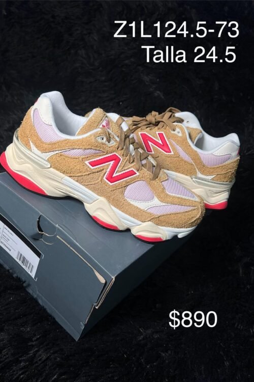 Tenis New Balance 9060 café con rosa talla 24.5 MX en su caja