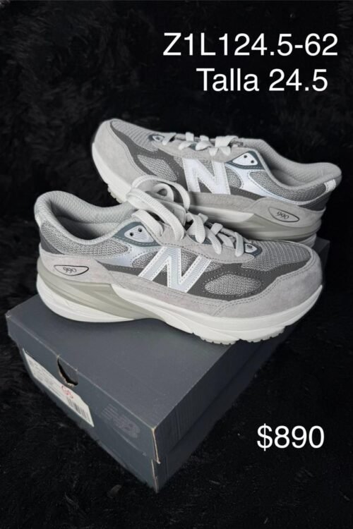 Tenis New Balance 990v6 gris talla 24.5 MX en su caja