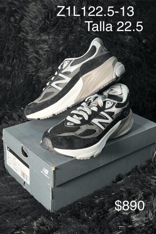 Tenis New Balance 990v6 negro con gris talla 22.5 MX en su caja