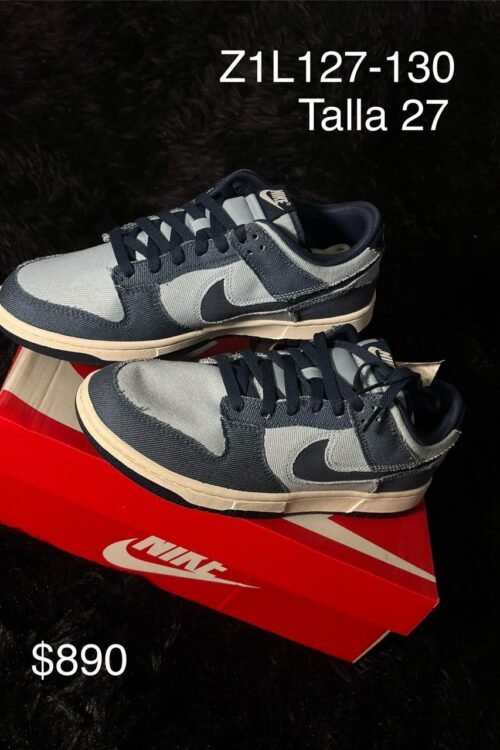 Tenis Nike Dunk Low azul marino con gris talla 27 MX en su caja