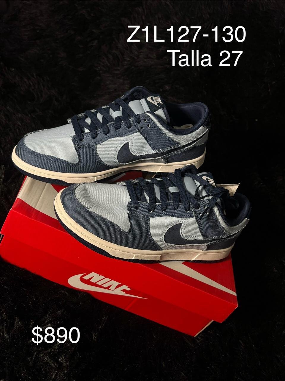 Tenis Nike Dunk Low azul marino con gris talla 27 MX en su caja