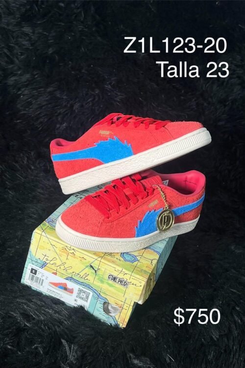 Tenis Puma Suede x One Piece rojo talla 23 MX en su caja