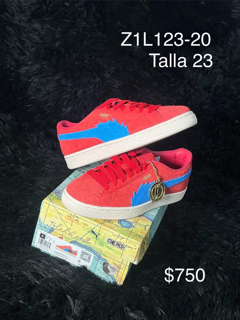 Tenis Puma Suede x One Piece rojo talla 23 MX en su caja