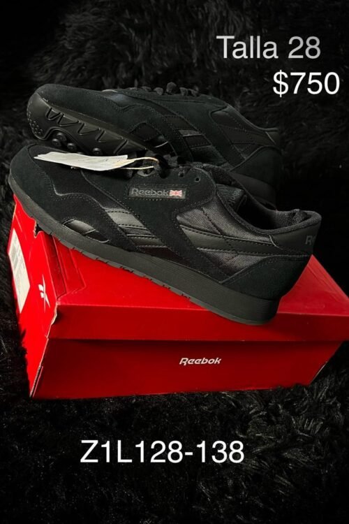 Tenis Reebok Classic Nylon negro total talla 28 MX en su caja