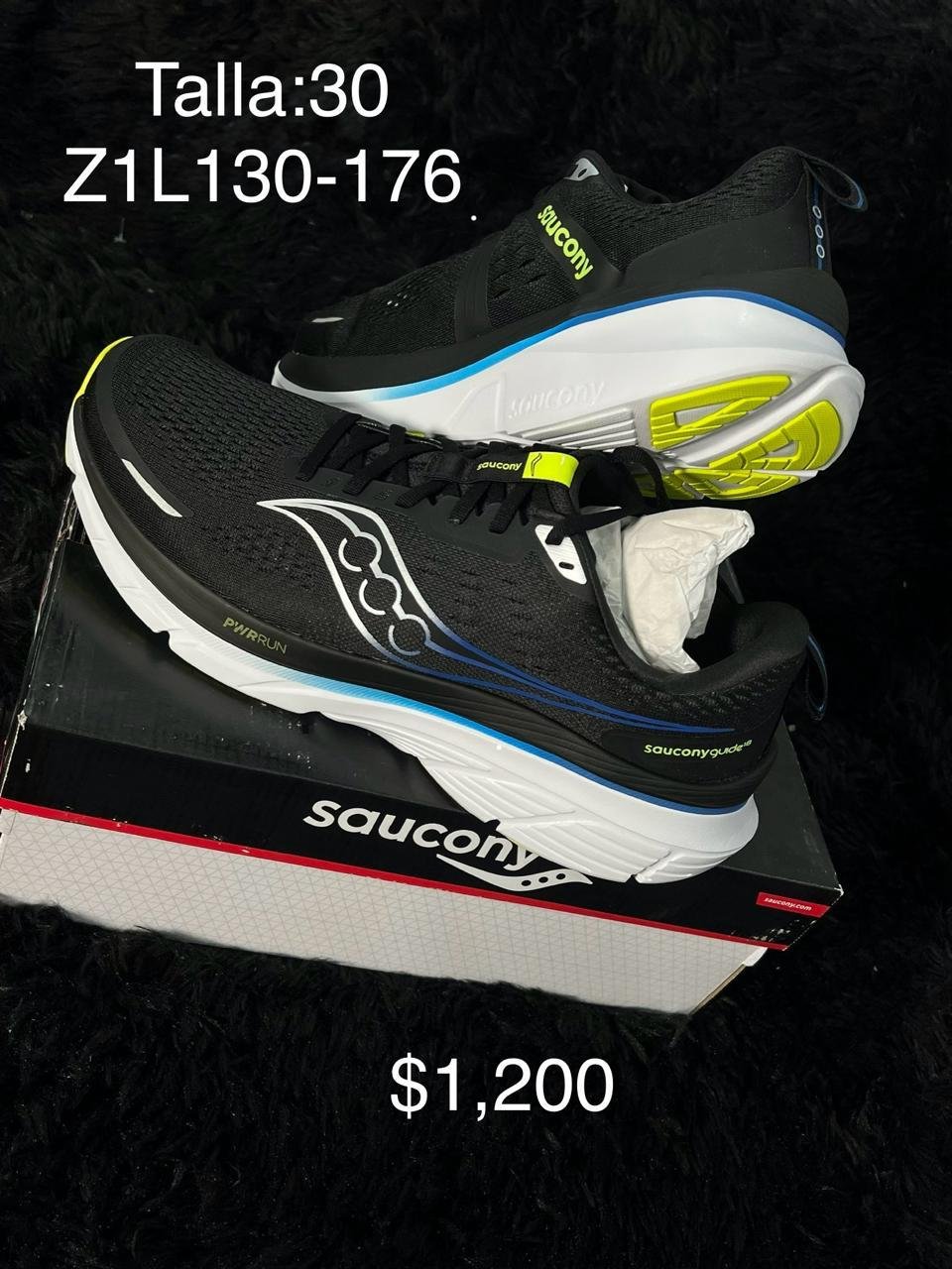 Tenis Saucony Guide negro talla 30 MX en su caja