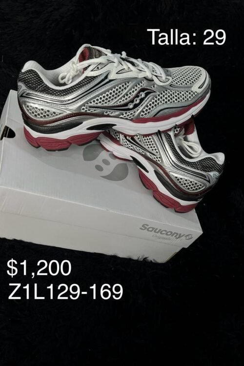 Tenis Saucony plata con vino talla 29 MX en su caja
