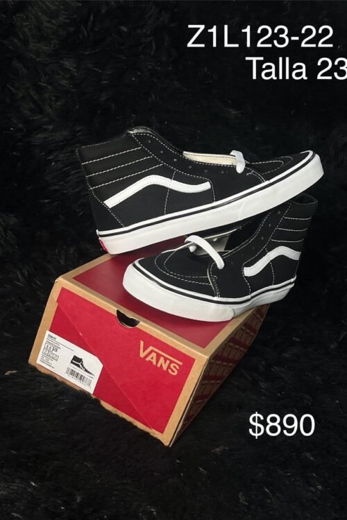 Tenis Vans Sk8-Hi negro con blanco talla 23 MX en su caja